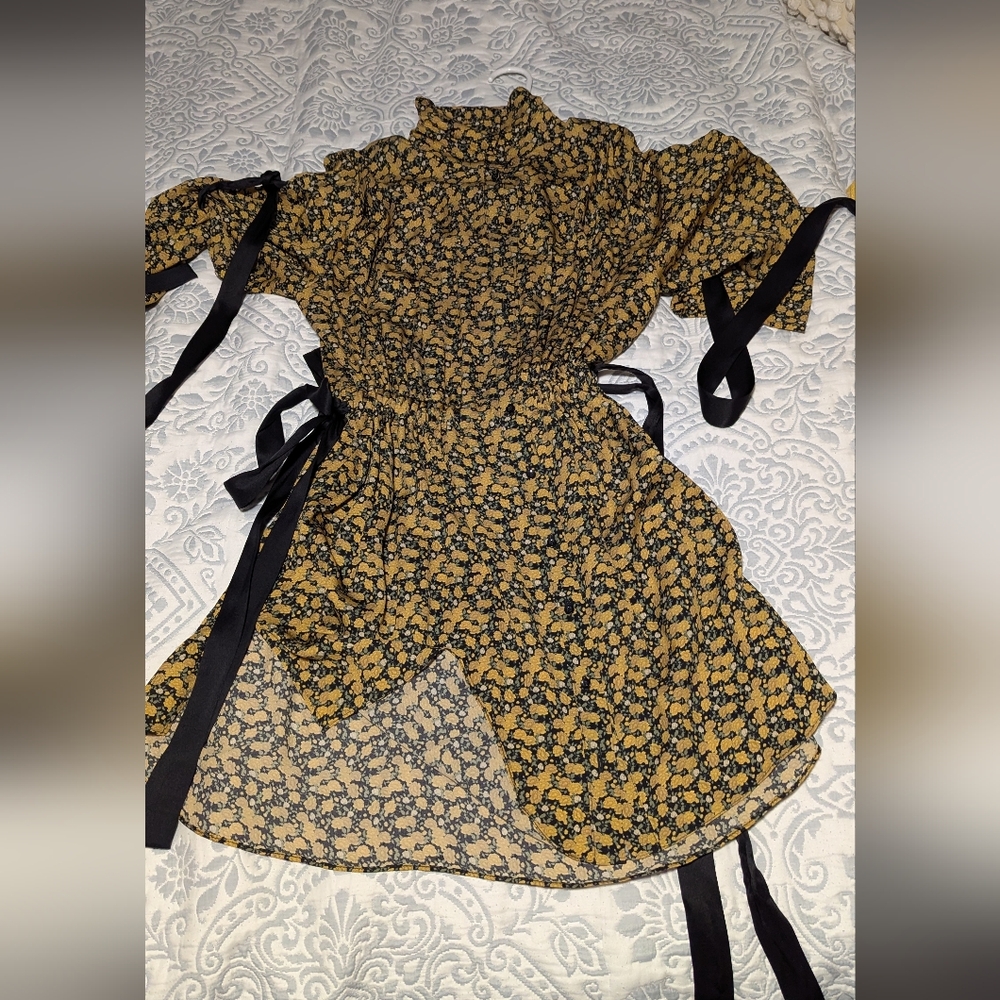 Magda Butrym Black and Yellow Floral Dress